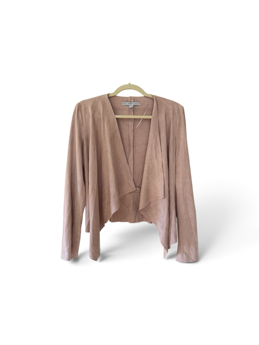 HYFVE Womenโs Unstructured Draped Open-Front Cardigan Blazer - Blush Pink